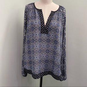 GAP Split Neck Long Sleeve Peasant Style Top Size Medium